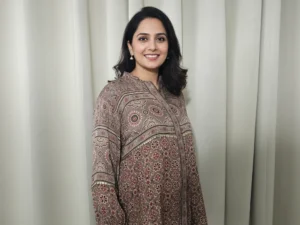 Heritage Ajrakh Modal Silk Kurti for Women | Vegetable Dye Printed Premium Office Wear Kurta